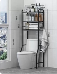 全城熱賣 - 洗衣機置物架 儲物櫃 浴室置物架 馬桶收納架 浴室儲物櫃【馬桶架3層黑色】