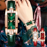 Women's Watch / Leather Strap with Green Square Dial 【BYUE】
