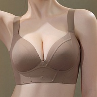 34-44 BCD Plus Size Deep V Sexy Seamless Women's Bra, Gathering and Shaping Wire-Free Bra