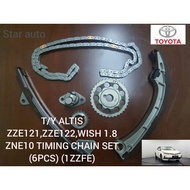 T/Y ALTIS ZZE121,ZZE122,WISH 1.8 ZNE10 TIMING CHAIN SET (6PCS) (1ZZFE)