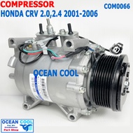 คอมเพรสเซอร์ ฮอนด้า ซีอาร์วี G2 2001 - 2006 COM0066 Compressor Honda CRV G2 2.0L 2.4L คอมแอร์ รถยนต์ คอมแอร์ คอมเพลสเซอร์ อะไหล่ แอร์ รถยนต์ MIJ-T028