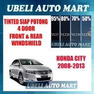 2PLY Honda City 2008-2013 4 Pintu Siap Potong Tinted UV Hitam / Siap Potong Tinted UV Hitam Kereta