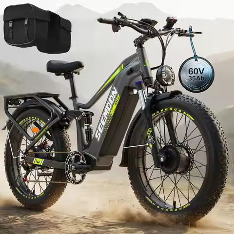 6000W Electric Bike,Max 50 MPH up to 150Mile Dual Motor Ebike for Adults,60V 35Ah 2100Wh Battery,24"