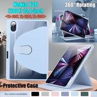 For Nokia T20 10.4" (2021) TA-1397 TA-1394 TA-1392 Tablet Protective Case Fashion 360° Rotating Stand Cover High End Clear Acrylic 2-in-1 Flip Leather Casing