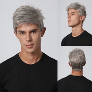 REHANA HAIR Men's Wig Short Pixie Wig Men's Short Wig Short Wig Silver Gray Wig Korean Style Men's S
