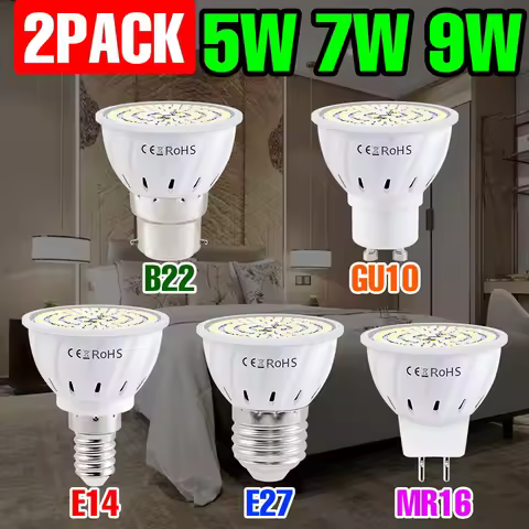 9W Indoor LED Light Bulb E27 Ceiling Lamp GU10 Spotlight MR16 Corn Light E14 Chandelier Bulbs GU5.3 