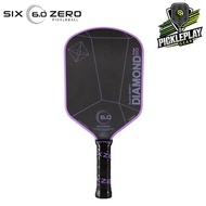 Six Zero Infinity Edgeless Black Diamond Power Pickleball Paddle - Amethyst / Grey and Red (16mm)
