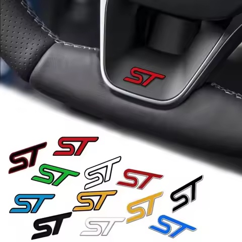 Fade-Resistant 3D Aluminum RS ST Logo Interior Steering Wheel Center Badge for Kuga Explorer Edge Br