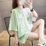 chaochao shop เสื้อยืดแฟชั่นผู้หญิงลายทางแขนสั้นคอกลม เนื้อผ้าดีใส่สบาย! New Fashion womens #HAN SY 