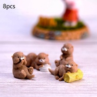 BolehDeals Miniatur Otter Lucu, 8 Buah Patung Dekorasi Bentuk Hewan
