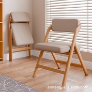 Foldable Household Backrest Chair Space-Saving Retro Dining Chair