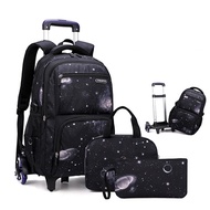 authentic School Bag With Wheels School Rolling Backpack Wheeled Bag Students Kids Trolley Bags For