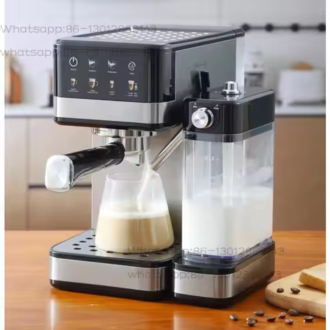 Cross-border popular espresso coffee machine espresso coffee maker milk tank stainless steel edge
