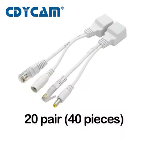 40pcs(20pair) POE Cable, POE Cable Adapter , POE Splitter Injector kit PoE Adapter RJ45 Injector + S