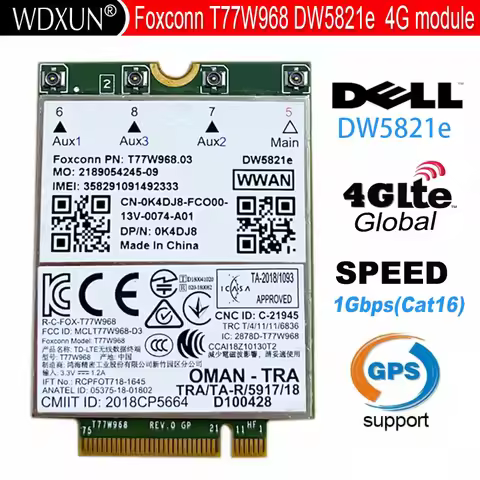 Foxconn T77W968 LTE Cat16 GNSS 5G WWAN Card DW5821e DW5821e-eSIM for Dell Latitude 5420 5424 7424 La