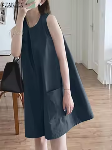 ZANZEA Fashion Women Wide Leg Shorts Short Jumpsuit Holiday O Neck Romper Summer Sleeveless Overalls