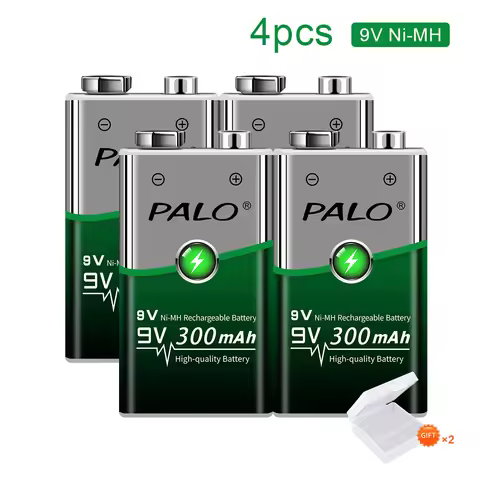 PALO Rechargeable 9V 6F22 Battery ni-mh 300mah 9v nimh Battery low self-discharge for Camera Remote 