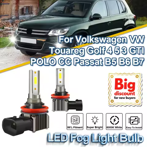12000LM Canbus H8 H9 H11 LED Fog Light 100W Car Fog Lamp 12V For Volkswagen VW Touareg Golf 4 5 3 GT