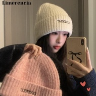 LIMERENCIA Winter Warm Beanie Hat, Face Slimming Polyester Letter Embroidered Knitted Beanie, 54cm t