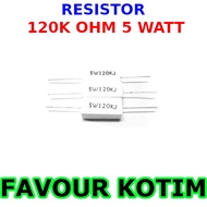 120K OHM 5 WATT 5 PERCENT R 5W FVKOTIM CHALK RESISTOR