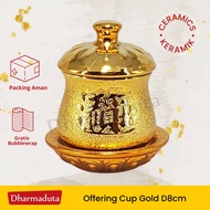 Glass Cup Offering Puja Altar Prayer Gold Gold Ceramic