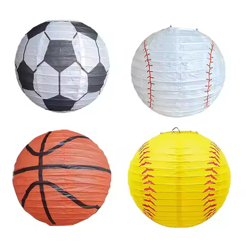 1-4pcs Sports Themed Birthday Party Supplies Sports Paper Lanterns 8 Inch Baseball Basketball Soccer