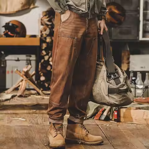 Mens Clothing Retro Tooling Pants Men's Loose Straight Men's Jeans 2026 New Trendy Brand Classic Cof