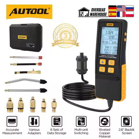 Cylinder Pressure Gauge Digital Display AUTOOL PT610 0-426 PSI 29 Bar °C ℉Data Saving High Accuracy 