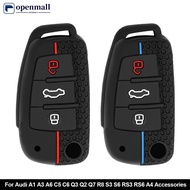 【OMALL】 Silicone Car Key 3 Button Key Cases Cover Keychain Protection Fob For Audi A1 A3 A6 C5 C6 Q3