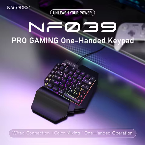 AJAZZ NF039 Single-Handed Wired Gaming Keyboard Ergonomic Design Comfortable Membrane Keyboard