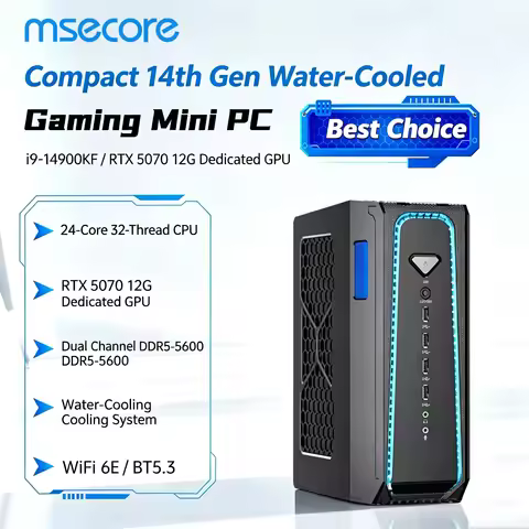 Msecore Liquid Cooling Mini PC Intel Core i9‑14900KF RTX 5070 Dedicated GPU Windows 11 Gaming Deskto