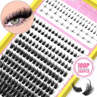 GROINNEYA Voluminous Lash C Curl Cat EyeWispy Eyelash Clusters with Spikes Cluster Eyelash Extension