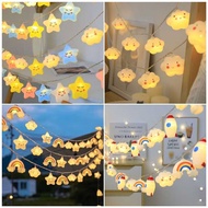 LED Creative White Cloud Smile Cloud Star Light String Children's Bedroom Tent Birthday Decoration B