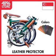 Handmade Italian Cowhide Leather Bike Frame Stem Protector Cover Compatible With trifold Folding Bicycle