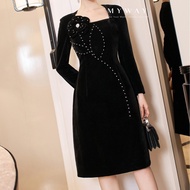 Đầm Xòe Cổ Vuông Đính Hoa Cao Cấp MYWAY 9MD19189W Women