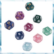 (WJRN) 9Pcs Pearl 12-Sided Astrology Zodiac Signs Dice for Constellation Divination Toys Multi Sided