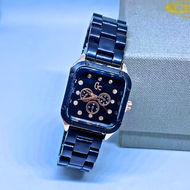 Jam Tangan Quartz Elegan Wanita dengan Strap Melamin Motif Jernih dan Diameter Dial Besar