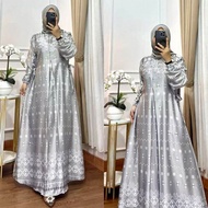Gamis Sutra Motif // Gamis Jumbo Busui // Gamis Lebaran Mewah