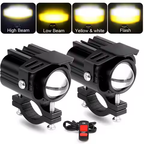 Motorcycle handlebars Mini Auxiliary light Dual-Color White/Amber Universal Auxiliary Spotlights Fog