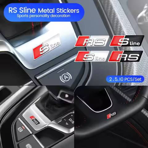 10Pcs 3D Aluminium RS Sline Logo S Line Emblem RS Car Badge For Audi A1 A3 A4 A5 A6 Q2 Q5 Q7 S4 S6 R