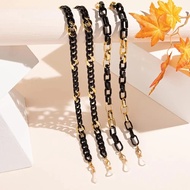 ♜Fashion Non-Slip Eyewear Hanging Chain Black Acrylic Metal Glasses Holder Rope For Women Men Su Eo