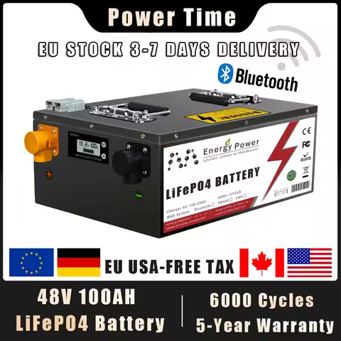 48V 50Ah 100Ah 200AH LiFePo4 Battery Pack Built-in Bluetooth BMS 51.2V Solar Storage Golf Cart Lithi