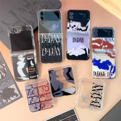 Threebase Phone case SUGA AgustD D-DAY For Samsung Galaxy Zflip 6 Zflip 5 Zflip 3 Zflip 4 Anti Shock