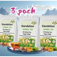 3pack Dandelion Herbal Tea, Liver Detox Tea, Dandelion Tea Organic, Liver Kidney Cleanse & Detox wit