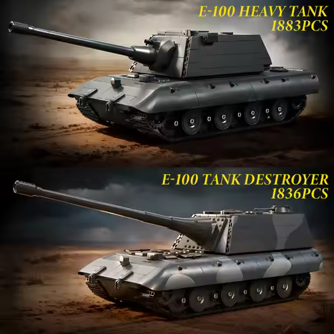 Military WW2 Germany Panzer VIII Maus Heavy Tank Model Building Blocks Technical E-100 Tank Destroye