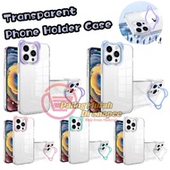 iP 12 12 Pro 12 Pro Max iP 13 iP 13 Pro iP 13 Pro Max Cartoon Bear Ears Stand Holder TPU Transparent