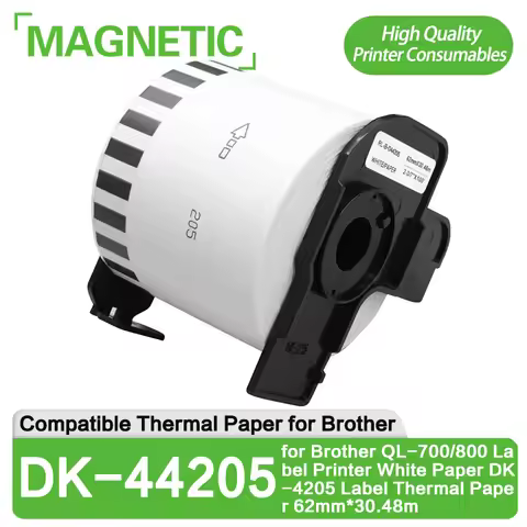 4 Rolls DK-44205 Label 62mm*30.48m Thermal Paper Continuous Compatible for Brother QL-700/800 Label 