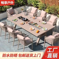 D-H ayChangxiang Outdoor Barbecue Table and Chair Combination Courtyard Garden-Free Electric Baking Charcoal Grill