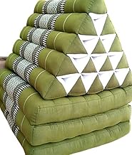 Triangle cushion pillow, Thai floor cushion, 22"x70", kapok pillow (green/white)