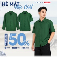 SUMMER FOS POLYS men's shirt. The fabric is breathable and absorbent. GREEN FOS SHIRT